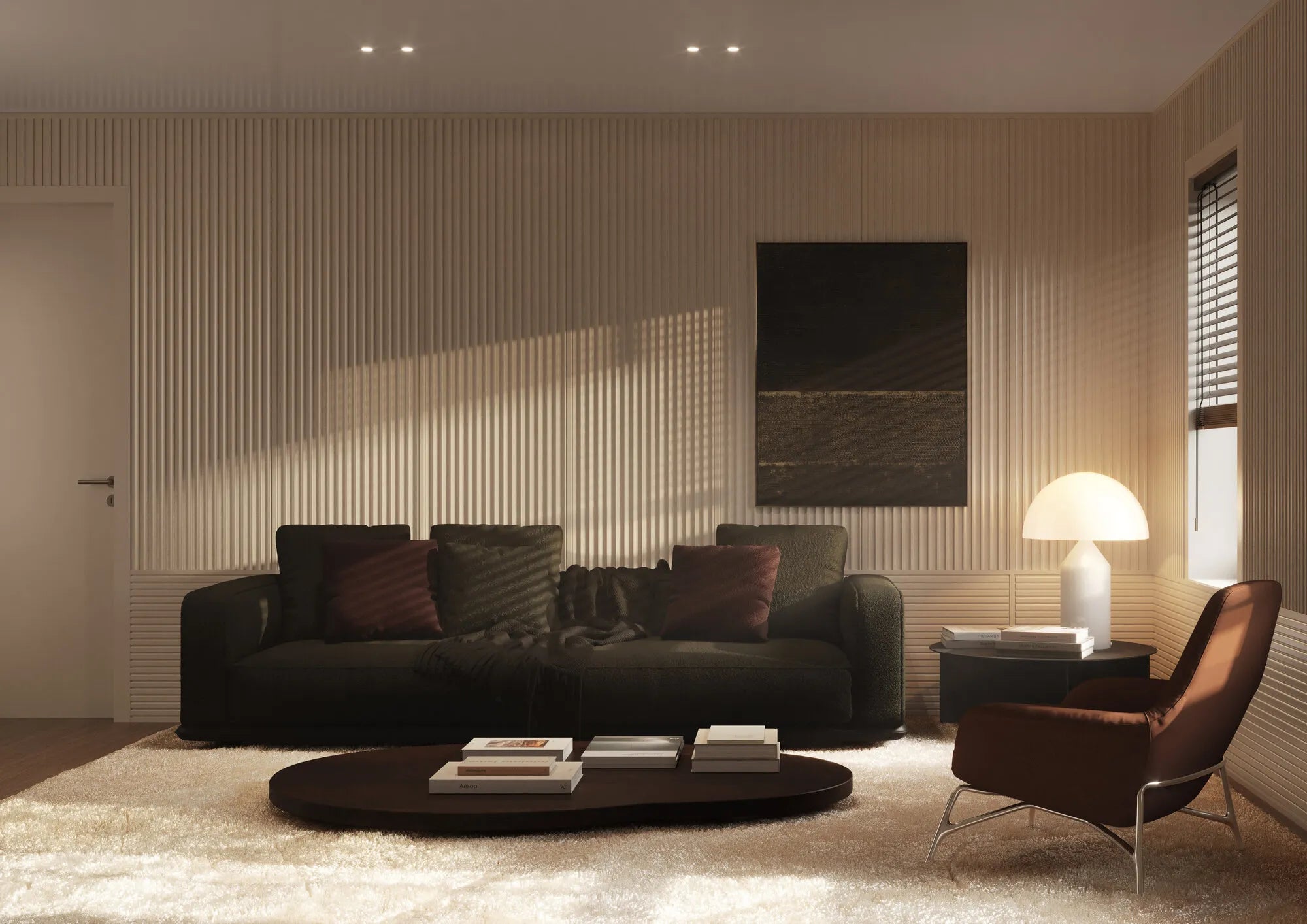 CURVE Arstyl® 3D Wall Panels adding texture to a modern living room wall | DecorMania UK